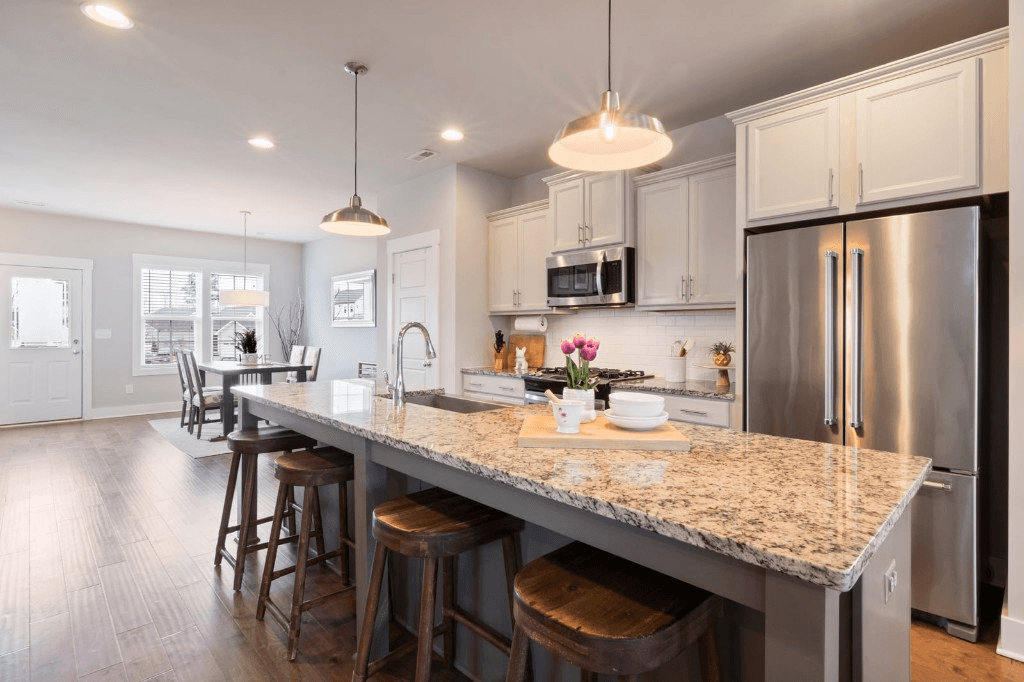 Spotless modern kitchen with clean countertops and appliances